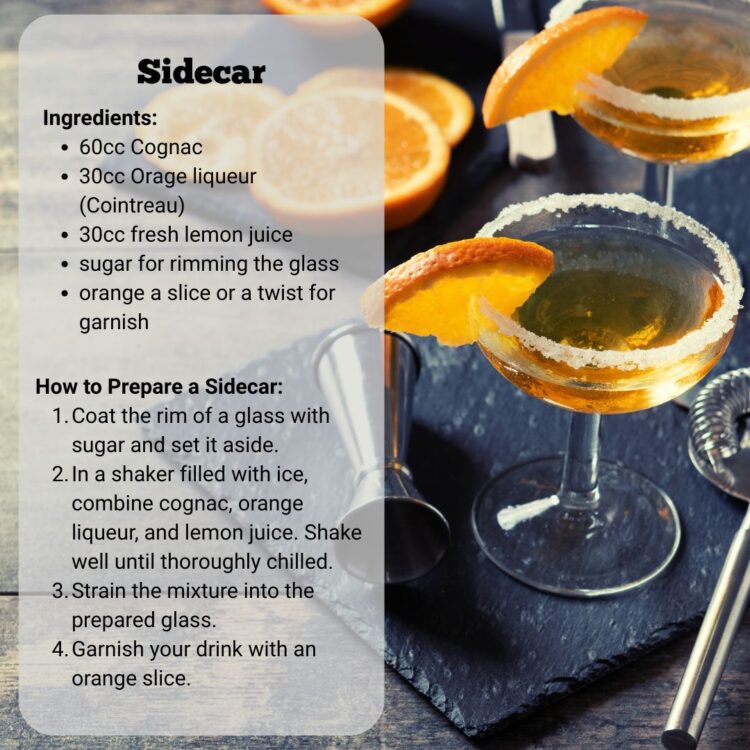 サイドカーのレシピ Sidecar Ingredients